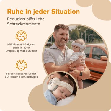 Навушники шумоізоляційні дитячі 3-48 місяців - захист слуху для малюків 25dB, зменшення шуму - м'які дитячі навушники з еластичним та регульованим обручем, бежевий