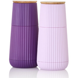 Набір для перцю та солі AdHoc MP155 Scape з керамічним млинком CeraCut®, регулювання помелу, зелений & фіолетовий, у подарунковій упаковці