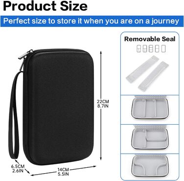 Органайзер для кабелів Teskyer, чорний, жорсткий кейс, водонепроникний, 14 x 22 x 6,5 см