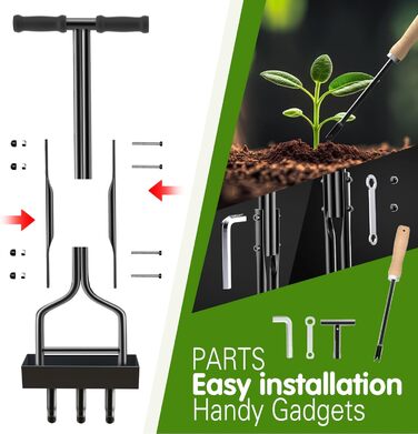 Kedox Aerifier for Lawns, Heavy Duty Hollow Tine Lawn Aerator with Ground Frame 38In, Manual Lawn Aerator Lawn Aerifier Verticutter for Your Lawn or Yard and Compacted Soils