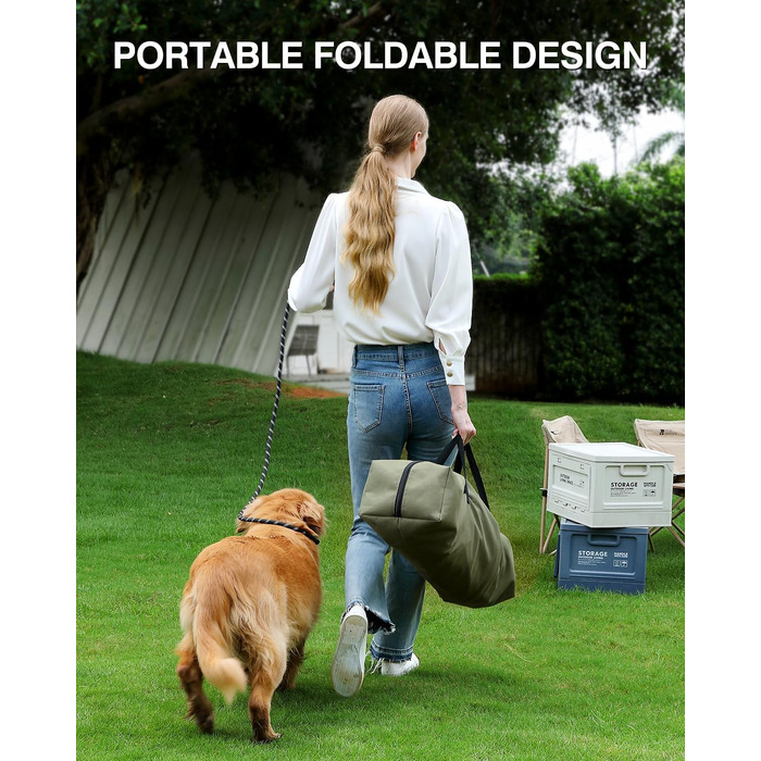 Складана переноска для собак середніх порід, 76x54x54 см, зелена. Зручна переноска для транспортування в авто, з міцною сіткою та м'якою підстилкою для дому та подорожей.