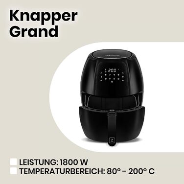 Фритюрниця повітряна ZEEGMA GRAND, 1700 Вт, 9 л, 11 програм, 60-200°C, чорна