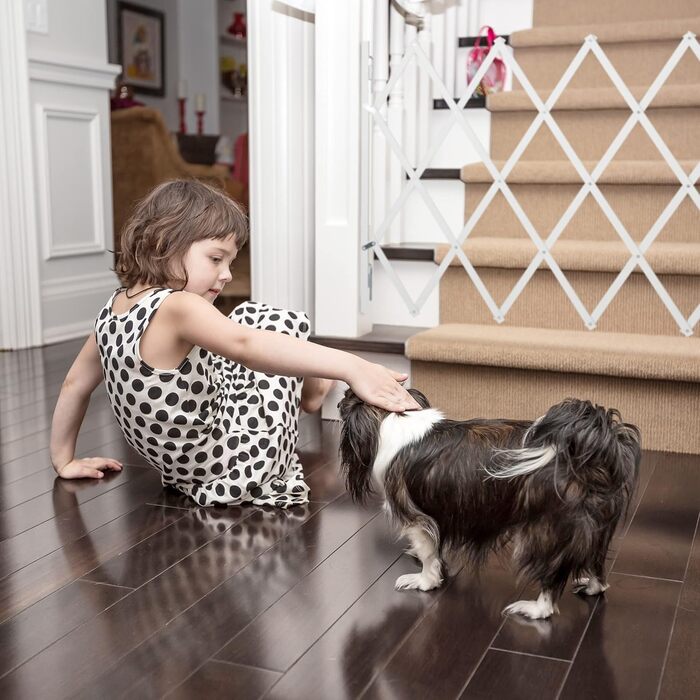 Захисне ворота для собак Relaxdays, висувне до 130 см, висота 87,5-100 см, бамбук, біле (L)