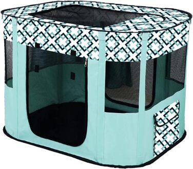 Переносний вольєр для собак та котів, складаний загон для тварин, будиночок для кошенят та цуценят, закритий вольєр для тварин (70*50 см, м'ятно-блакитний)
