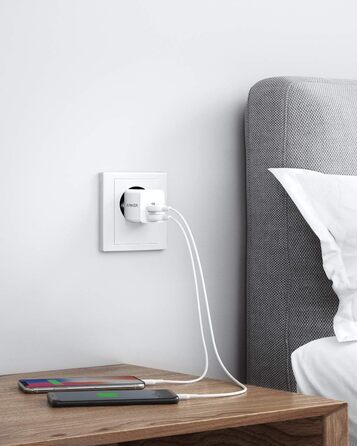 Anker PowerPort Mini: Двопортовий мережевий адаптер, компактний, 2.5A, для iPhone, iPad, Galaxy та інших пристроїв (білий)