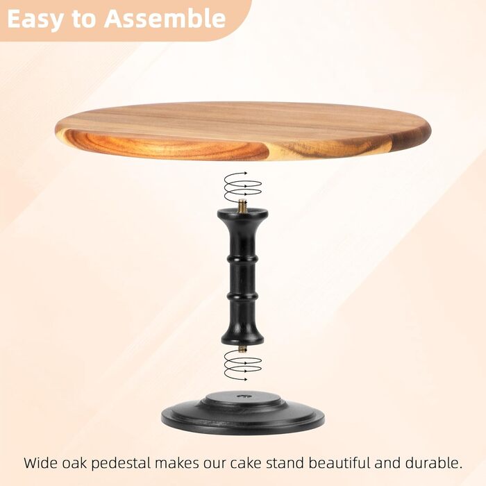 Дерев'яний етажерка/підставка для тортів та капкейків E-ROOM TREND | 1 ярус | з дубовим цоколем | для вечірок, дня народження, дитячого свята