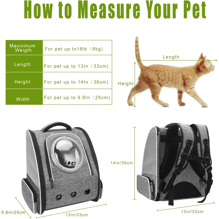 Рюкзак-переноска для котів та собак PENCCOR, розширюваний, сірий. Зручний рюкзак-транспортер для подорожей з домашніми тваринами. Дихаючий рюкзак для великих котів та маленьких собак.