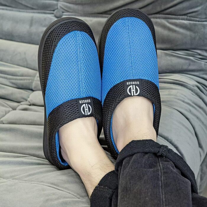 Чоловічі домашні капці з ефектом пам'яті Memory Foam, протиковзкі пантофлі для дому та вулиці, сині (р. 40/41 EU)