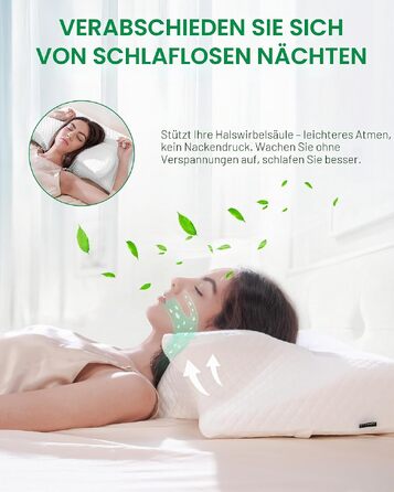 Подушка для шиї та плечей 2 в 1 з ефектом пам'яті Memory Foam, біла (70x40x8.5/14 см)