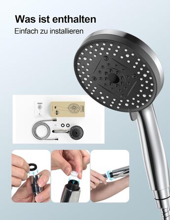 Насадка для душу VOXON з 10 режимами, високий тиск, економія води, для чищення ванни та плитки, зі шлангом 1,5м