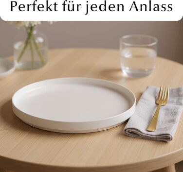 MIAMIO Набір посуду на 8 осіб / 24-тонний сервіз з кераміки Modern/Tafelservice - придатний для миття в посудомийній машині та використання в мікрохвильовій печі - розкішна колекція (великі тарілки (4x), білий)