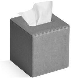 Скляниця для серветок квадратна, PU-шкіра, сучасний органайзер для рушників, підходить для ванної кімнати, спальні, вітальні або офісу (сірий льон)