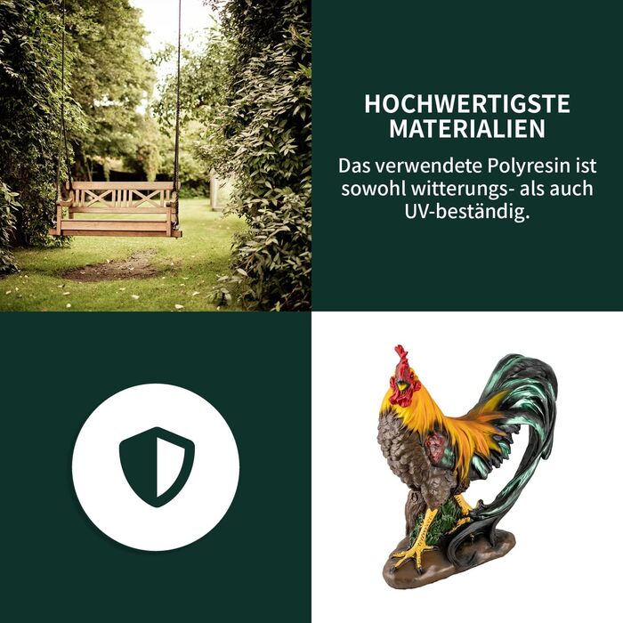 VERDOBA Garden Figure Rooster made of Artificial Resin, Hand-Painted - Decorative Rooster Decorative Figures Garden Decor Garden Figures for Outdoors Large - Chicken Garden Decor Animals (Rooster 2)