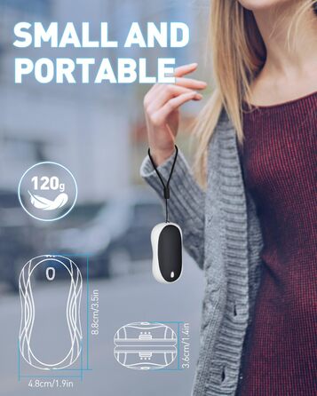 Електричні грілки для рук Cnkeeo 2 шт. з роздільним магнітним з'єднанням, Powerbank USB, 3 режими нагріву, для активного відпочинку, риболовлі, полювання, чорно-білі