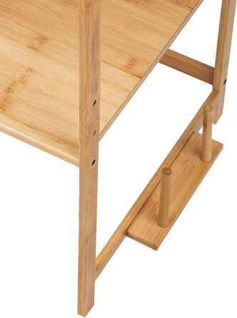 Поличкова система для мікрохвильової печі 3 яруси, органайзер з гачками, розширювана, висувна, 40-64см, з вуглецевої сталі (3 яруси, бамбук, 55x35x67см)