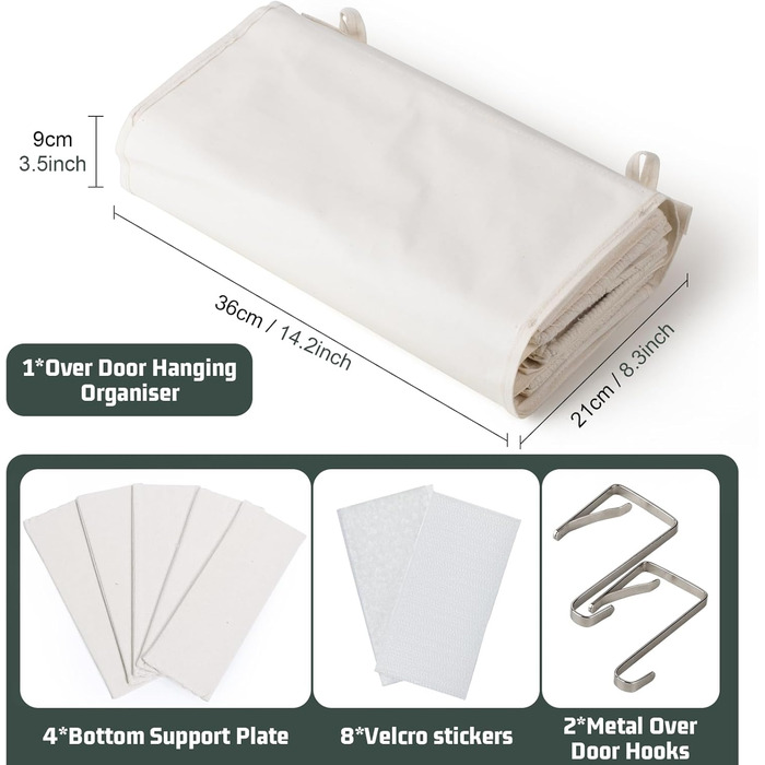 Органайзер для дверей з 4 кишенями, Бохо декор, настінне кріплення, для спальні, дитячої кімнати, ванної кімнати, слонова кістка