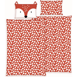 Дитяча постільна брова (2-х частинна) з 100% бавовни Oeko-Tex: ковдра 100x135 см та подушка 40x60 см з блискавкою. Дитяча постіль: дихаюча, терморегулююча, з принтом тварин (лисиця).