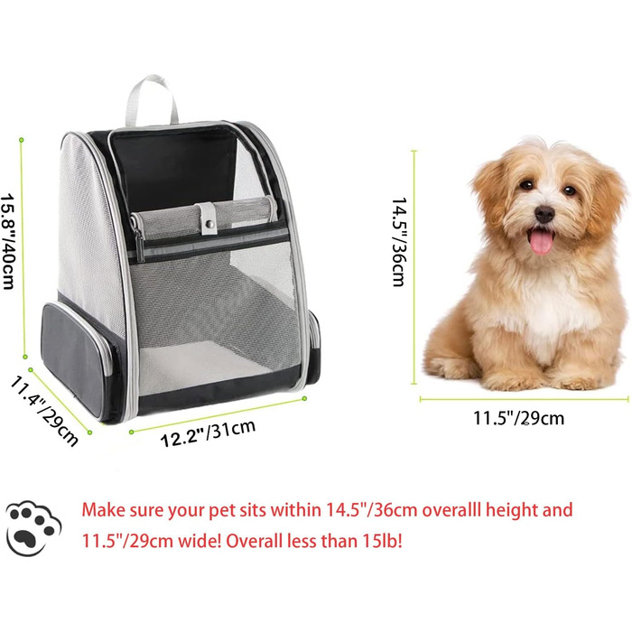 Рюкзак для кота/маленької собаки, чорний. Транспортна переноска для тварин до 8 кг, з вікном та безпечною пов'язкою. Ідеально для прогулянок та подорожей.