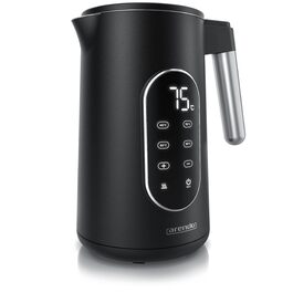 Електричний чайник Arendo з регулюванням температури, нержавіюча сталь, подвійні стінки Cool Touch, дисплей, бездротовий, 2200 Вт, 1,7 л, захист від перегріву, функція підтримання тепла, чорний
