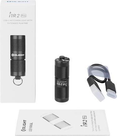 Міні ліхтар OLIGHT I1R II Pro EOS, 180 люмен, LED, USB-зарядка, для ключів, водонепроникний IPX8, ударостійкий, для кемпінгу та ремонту, чорний