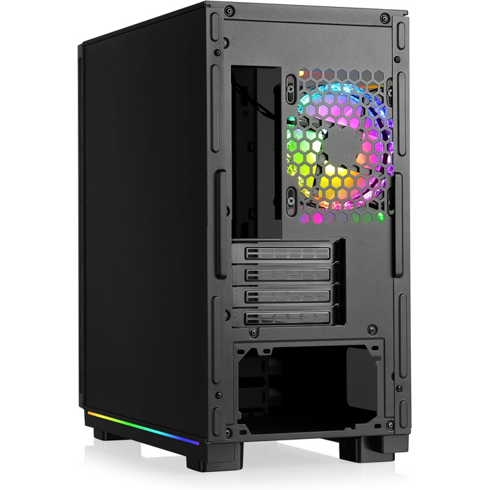 Корпус для ігрового ПК VITRUM PRO - Midi Tower з RGB підсвічуванням, скляна бічна панель, встановлені вентилятори, підтримка ATX/mATX/Mini-ITX, білий, чорний