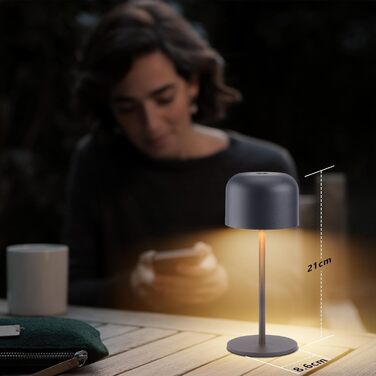 Акумуляторний LED настільний світильник Klighten з димером, чорний (2 шт.). Водонепроникний IP54, USB-C, 3 кольори світла (3000K-6000K), алюмінієвий, 21 см.