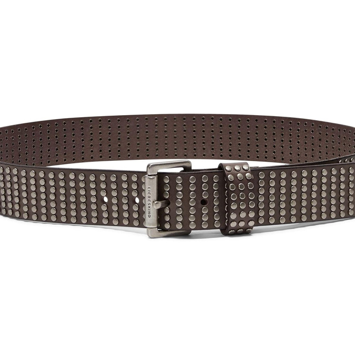 Жіночий шкіряний ремінь Liebeskind 38 мм з заклепками, колір сірий (Stone), 105 см