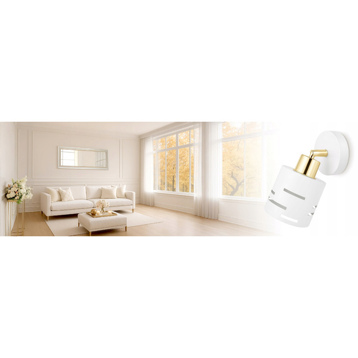 Настінний світильник 2в1 та підвісна стельова лампа E27, біло-золотий гламур