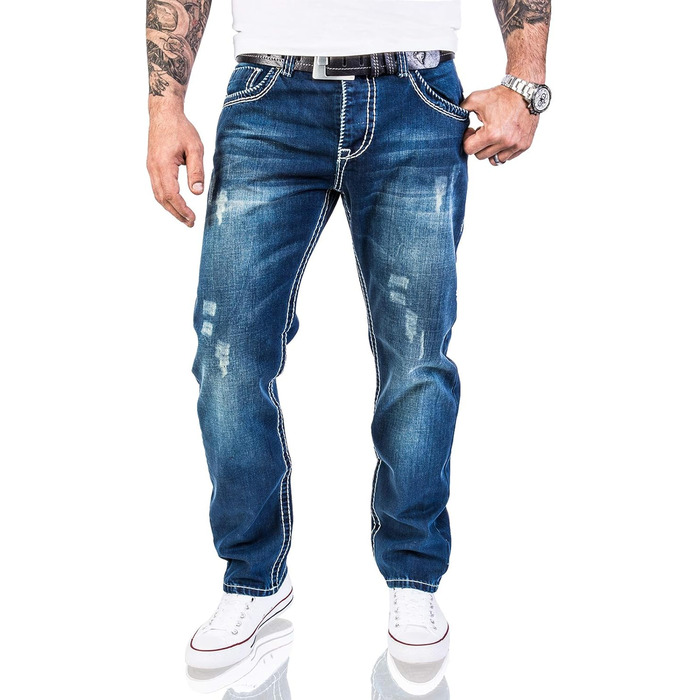 Чоловічі джинси Rock Creek RC-2056 вінтажно-сині з товстими швами, 40W/30L