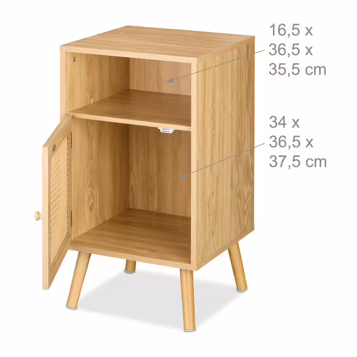 Relaxdays Nightstand with Rattan Design