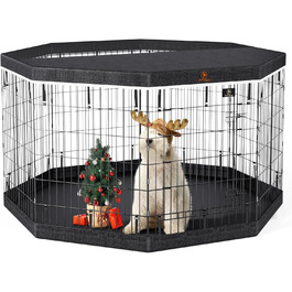 Клітка для собак PJYuCien, 8 панелей, 91.4 см, металева, складна, з підстилкою та верхньою кришкою, для дому та вулиці, підходить для середніх собак