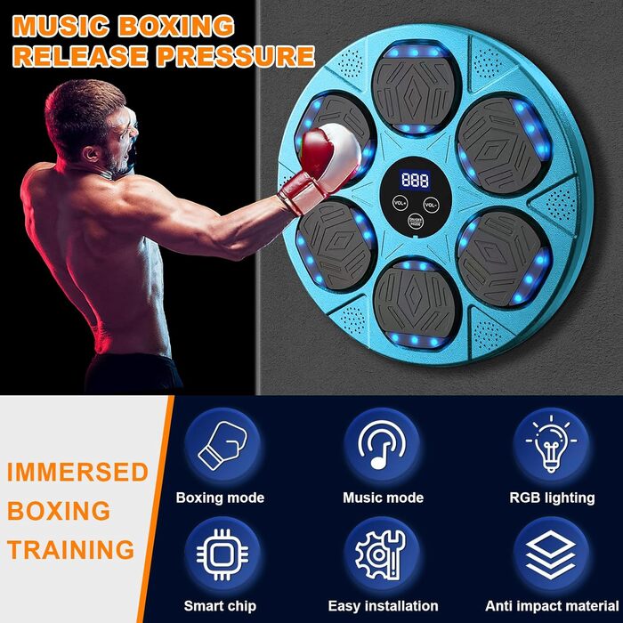 Music Boxing Machine with Bluetooth & LED Lights - Fitness Punching Bag for Adults & Kids