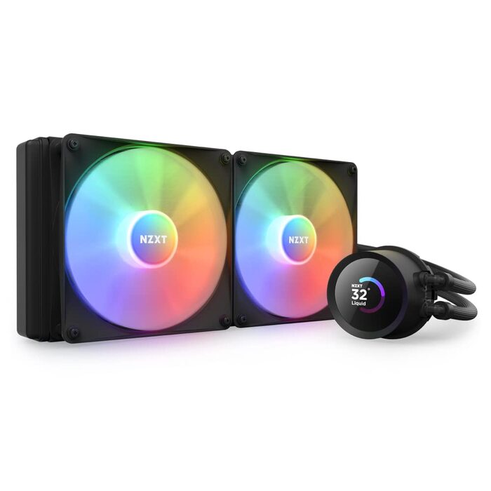 Рідинне охолодження процесора NZXT Kraken 280 RGB (2023) з LCD-дисплеєм, 280 мм, чорний