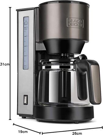 Кавоварка BLACK+DECKER BXCO870E, 870 Вт, 1,25 л, 10 чашок, з підігрівом, без перемішування, нержавіюча сталь