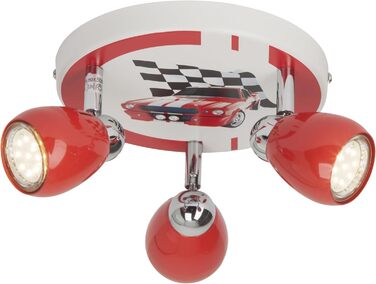 Світильник на стелю з футбольним мотивом, LED 3x3Вт, GU10, 3000K, метал зелено-чорно-білий, Ø 31 см, змінні лампи, тепле світло, поворотний спотрондель