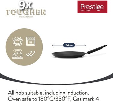 Набір сковорідок Prestige 9 x Tougher з антипригарним покриттям (3 шт.) 21/25/29 см. Стійке до подряпин покриття, зручні ручки, безпечні для духовки та посудомийної машини