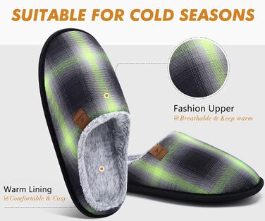 Чоловічі домашні тапочки COFACE з піною пам'яті, теплі, з вовняної тканини, з антиковзкою гумовою підошвою, розмір 40-49, 46 EU, зелені/чорні