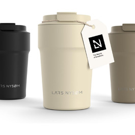 Термокружка для кави та чаю LARS NYSØM 380 мл Almond Beige | Термокружка з нержавіючої сталі, ізольована, з кришкою, що не протікає | 0,38 л