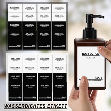 Набір з 3 дозатори мила Roselee для кріплення на стіну, 500 мл, без свердління, для душу, шампуню, гелю для ванни, з етикеткою, для ванної кімнати, кухні (Колір: Коричневий)