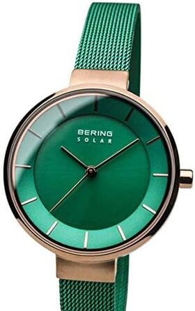 Годинник Bering для жінок Solar | Сонцезахисний годинник з нержавіючої сталі 31 мм, циферблат, браслет Milanais, сапфірове скло, 5 ATM, 14631 (сучасний мінімалізм)