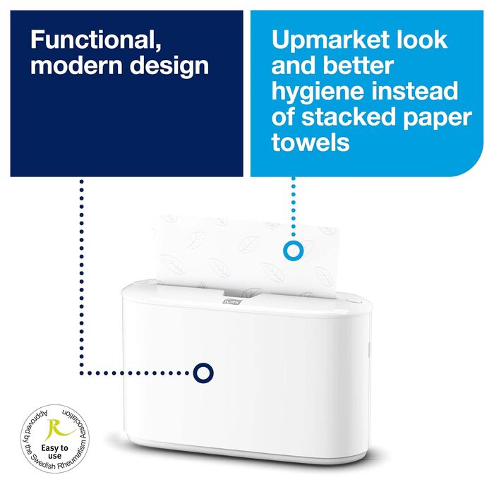 Tork Xpress Tabletop Dispenser for Multifold Paper Towels 552200, Elevation Design - H2 Table Paper Towel Dispenser for Folded Towels, single sheet dispensing, compact design, white, 21.8 x 32.3 x 11.6 cm