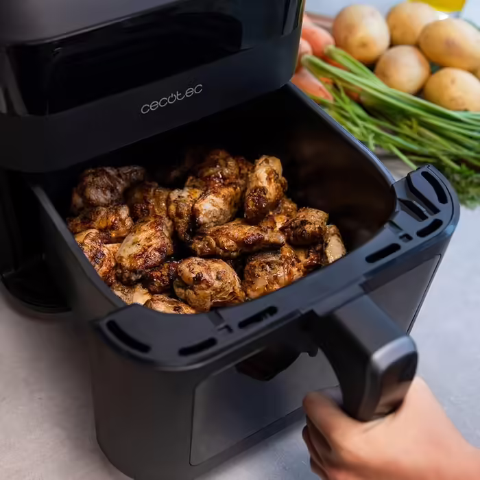 Аерофритюрниця Cecotec Cecofry Experience Window 6000, 6 л, 1300 Вт, PerfectCook, 9 програм, таймер, сенсорна панель, чорна з вікном