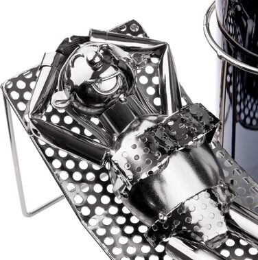 BRUBAKER Wine Bottle Holder - Loving Couple on Vacation - Metal Sculpture Bottle Stand, Reclining Couple Under Palm Tree - Silver Metal Figure Bottle Holder, Wine Gift for Vacationers with Greeting Card