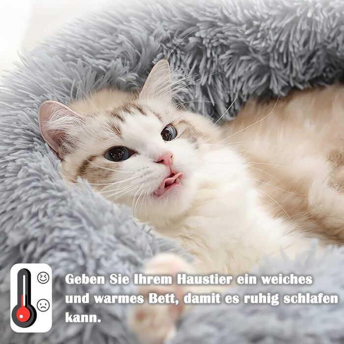 М'яке кругле ліжко для собак та котів з плюшу - Donut. Зручне лежанка для собак, котів та інших домашніх тварин. Легко миється. Розміри: S/M/L/XL/XXL (XXL - 80см). Колір: світло-сірий. Розміри: 80 x 80 x 20 см.