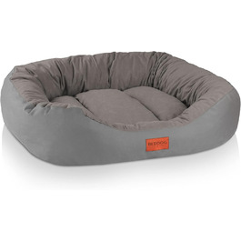 Ліжко для собак середніх порід - ліжко-кошик для собак XL - м'яке ліжко для собак, ліжко-софа для собак, ліжко для собак середніх розмірів. Матеріал: Alicante-Gewebe, колір: сірий, розмір: 85 x 70 x 21 см