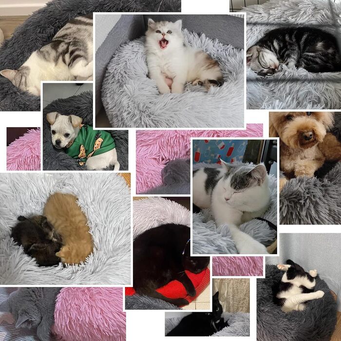 Килимок для котів DONWEI, м'який, у вигляді подушки-пончика, 50 см, сірий, для собак та котів