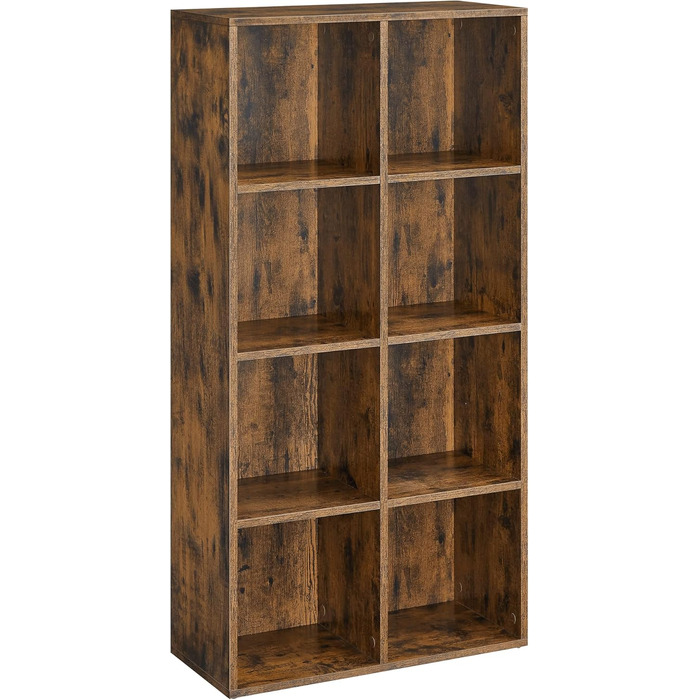 VASAGLE Bookshelf, Bookcase, with 8 Compartments, Office Shelving Unit, Cube Shelving Unit, Freestanding Shelving Unit, for Living Room, Bedroom, Office, Children's Room, Vintage Brown LBC024T01