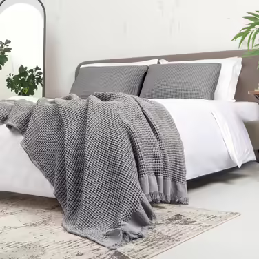 100% Cotton Pillowcases, Waffle Weave, 2-Pack, ultra-soft, cozy, and breathable, for Standard and King-size pillows, luxurious bed and pillowcases, durable and stylish, made in