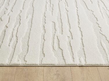 Килим Everest - сучасний коротковорсовий килим для вітальні та спальні з ефектом висоти-низькості, 3D-ефект, висока щільність ворсу та приємна м'якість, абстрактний дизайн, кремовий, 80 x 150 см