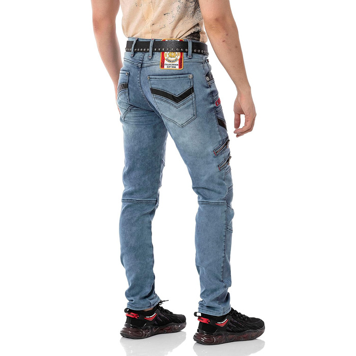 Чоловічі джинси Cipo & Baxx Destroyed, блакитні, 38W/32L | Модні рвані джинси в стилі biker